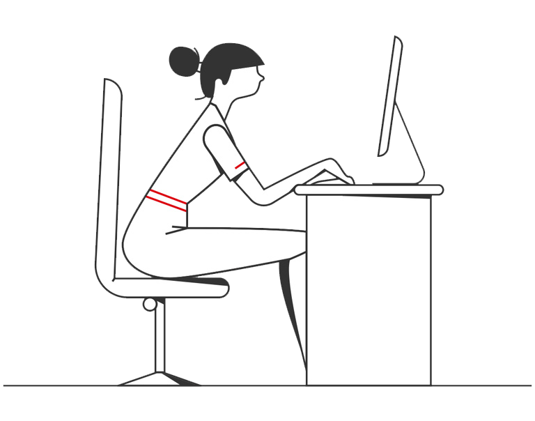  Cartoon of person sitting at a desk working on a laptop